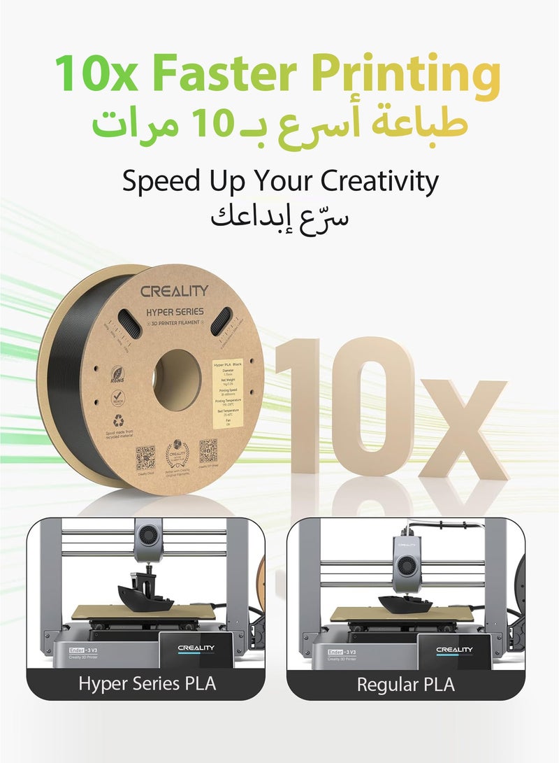 كريليتي 3D Official Creality Hyper PLA Filament 1.75mm – High-Speed PLA 30-600mm/s, Precision Dimensional Accuracy ±0.02mm, 1KG (2.2lbs) Spool, Compatible with Most FDM 3D Printers, Black Hyper PLA-Black-1KG - Image 3