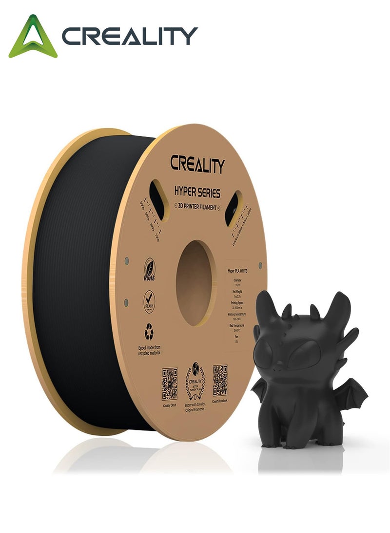 كريليتي 3D Official Creality Hyper PLA Filament 1.75mm – High-Speed PLA 30-600mm/s, Precision Dimensional Accuracy ±0.02mm, 1KG (2.2lbs) Spool, Compatible with Most FDM 3D Printers, Black Hyper PLA-Black-1KG - Image 1