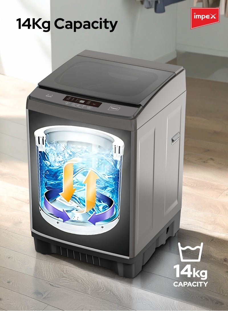 إمبكس غسالة ملابس أوتوماتيكية بالكامل سعة 14 كجم تحميل علوي | تنظيف الملابس والفساتين | سعة دوران 14 كجم | 8 برامج غسيل | نظام غسيل منطقي ضبابي | عمليات منخفضة الضوضاء | كفاءة في استهلاك الطاقة، قفل أمان، حماية من الرطوبة | WM1400TMG - - Image 5