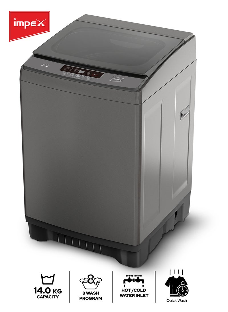 إمبكس غسالة ملابس أوتوماتيكية بالكامل سعة 14 كجم تحميل علوي | تنظيف الملابس والفساتين | سعة دوران 14 كجم | 8 برامج غسيل | نظام غسيل منطقي ضبابي | عمليات منخفضة الضوضاء | كفاءة في استهلاك الطاقة، قفل أمان، حماية من الرطوبة | WM1400TMG - - Image 1