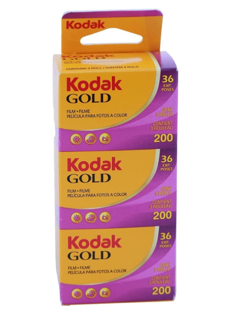 كوداك فيلم ذهب 200 / 3 عبوات / GB135-36-تغليف عمودي - Image 1