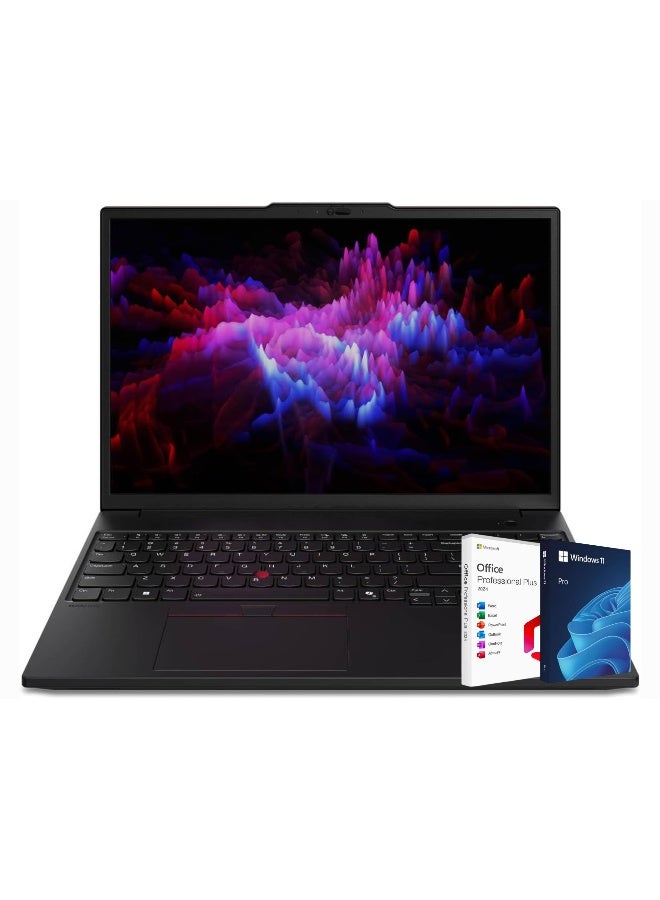 Lenovo ThinkPad P16s Gen 3 Mobile Workstation Laptop With 16-Inch WUXGA Display,Core Ultra 7 165H Processor/64GB RAM/1TB SSD/NVIDIA RTX 500 ada Graphics/Windows 11 Pro + Life Time Office 2024 English Black English Black - Image 1