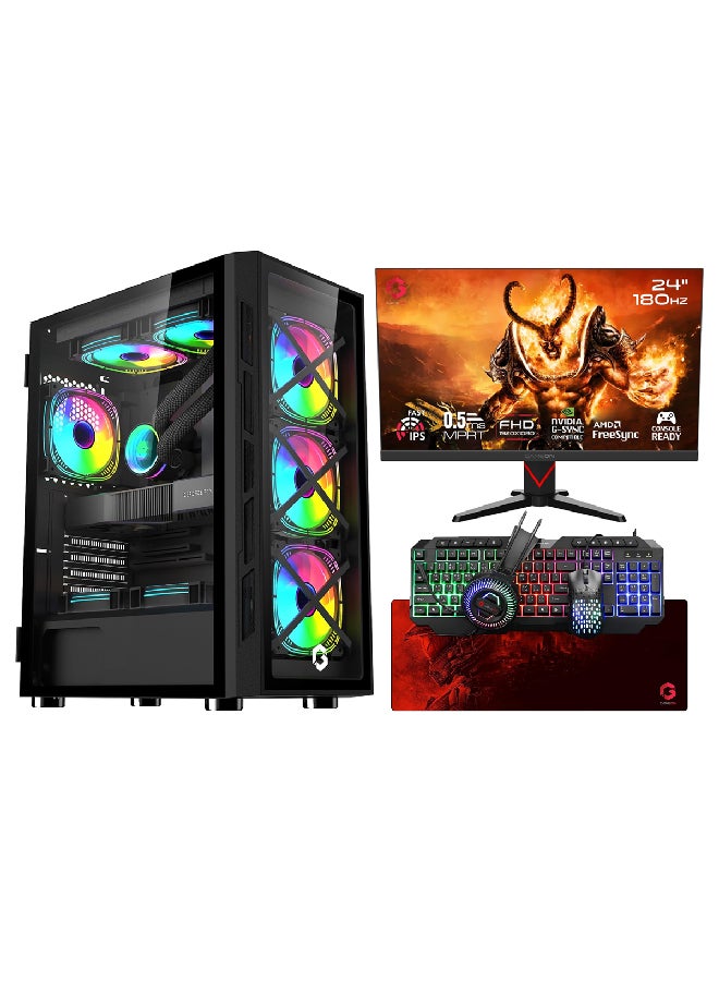 جايم أون حاسوب ألعاب مع معالج إنتل كور i5-14400F / 16 جيجابايت رام DDR4 / 1 تيرابايت SSD / 6 جيجابايت Nvidia GeForce GTX 3050 رسومات / ويندوز 11 برو + شاشة 24 بوصة بدقة Full HD + ماوس + لوحة مفاتيح - Image 1