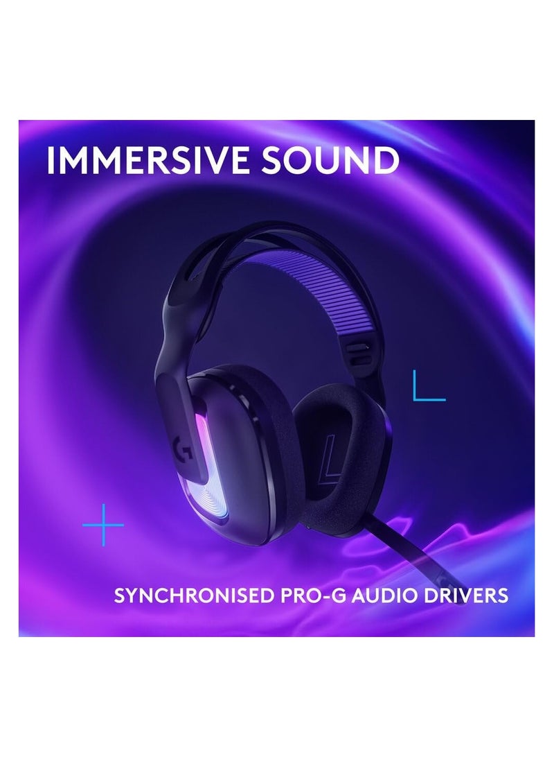Logitech G522 LIGHTSPEED Wireless Gaming Headset, LIGHTSYNC RGB, Full Bandwidth Mic & Advanced Synchronized Audio, Tri-Connectivity with LIGHTSPEED, Bluetooth, USB-A to USB-C for PC - Black - Image 3