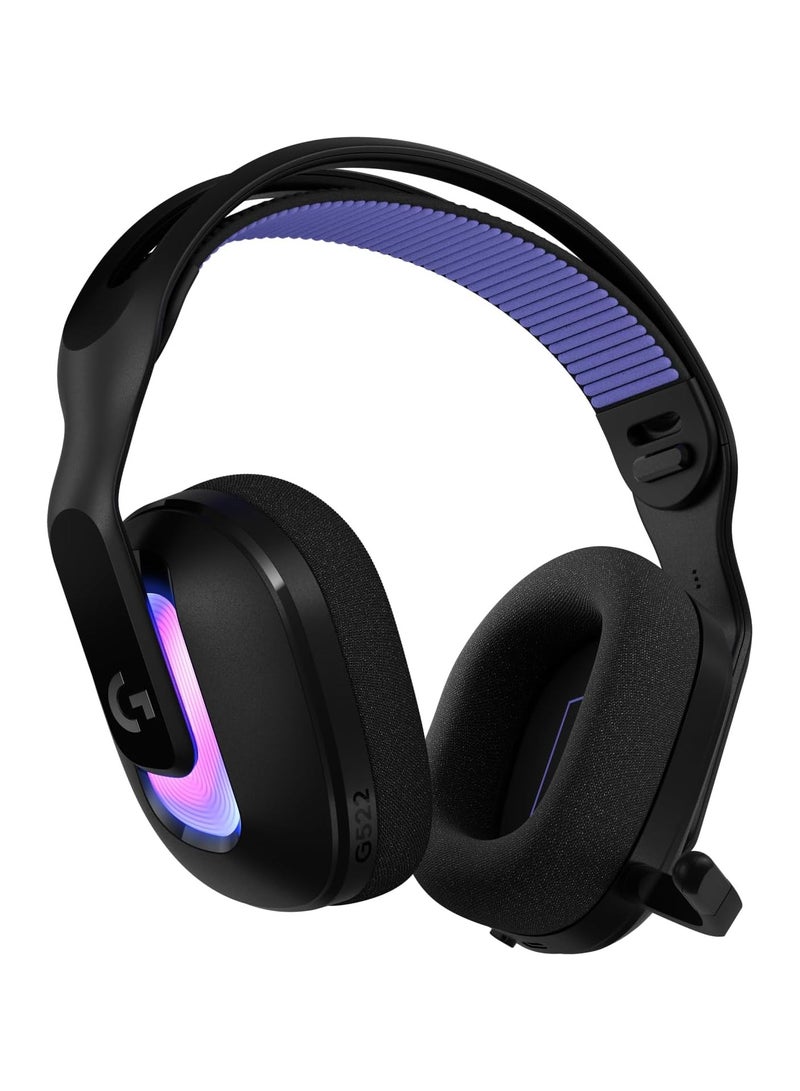 Logitech G522 LIGHTSPEED Wireless Gaming Headset, LIGHTSYNC RGB, Full Bandwidth Mic & Advanced Synchronized Audio, Tri-Connectivity with LIGHTSPEED, Bluetooth, USB-A to USB-C for PC - Black - Image 1