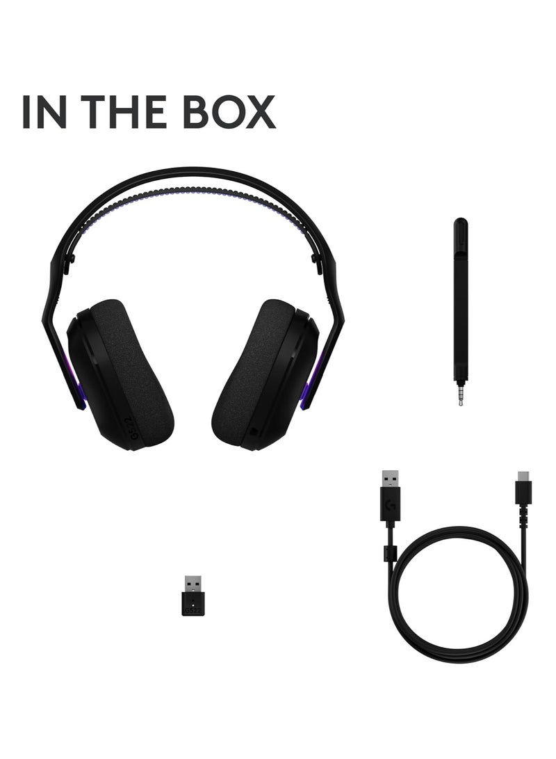 Logitech G522 LIGHTSPEED Wireless Gaming Headset, LIGHTSYNC RGB, Full Bandwidth Mic & Advanced Synchronized Audio, Tri-Connectivity with LIGHTSPEED, Bluetooth, USB-A to USB-C for PC - Black - Image 4