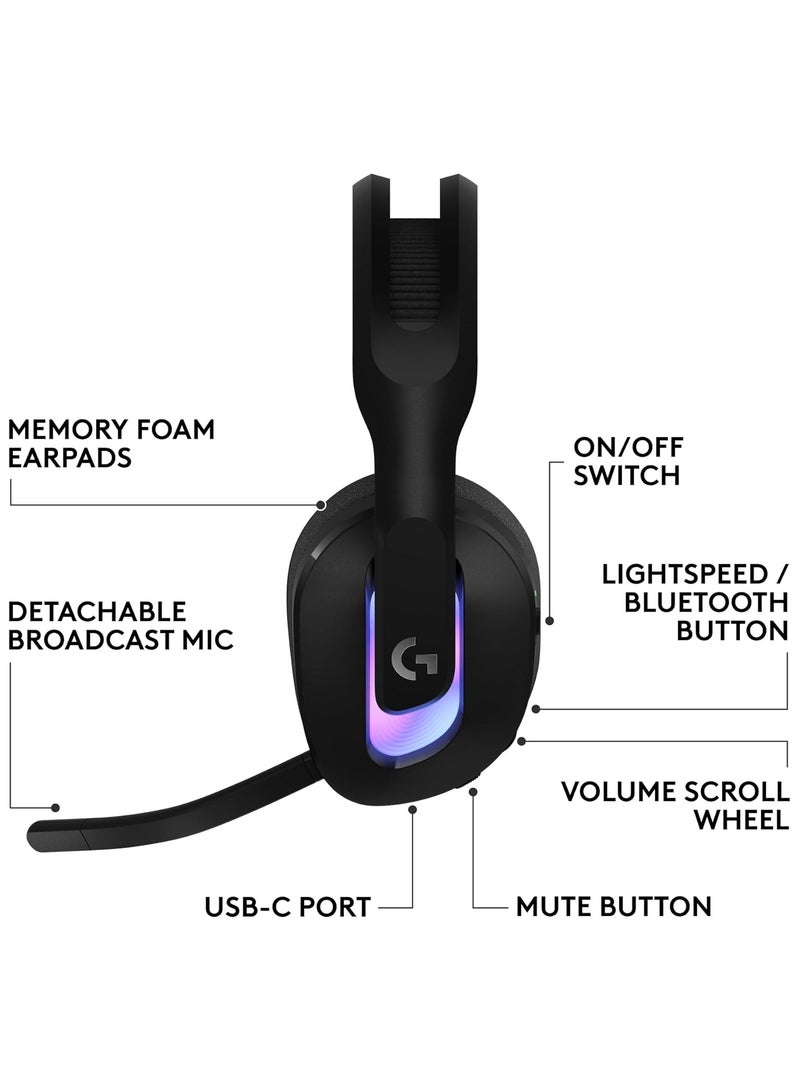 Logitech G522 LIGHTSPEED Wireless Gaming Headset, LIGHTSYNC RGB, Full Bandwidth Mic & Advanced Synchronized Audio, Tri-Connectivity with LIGHTSPEED, Bluetooth, USB-A to USB-C for PC - Black - Image 5