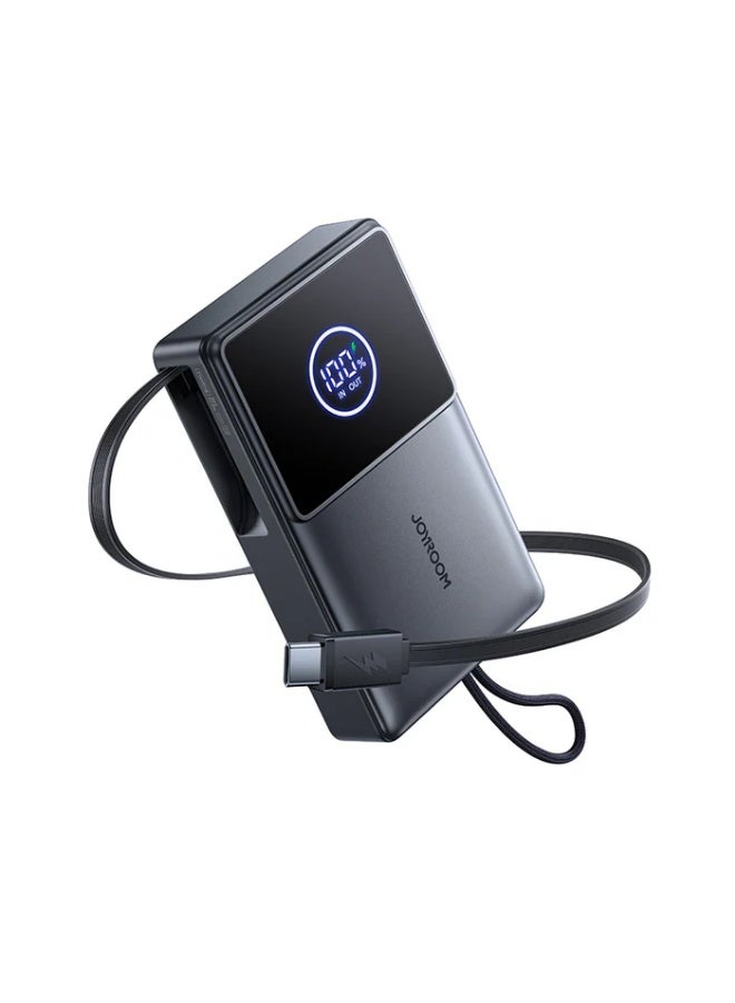 JOYROOM 10000 mAh JR-PR1 22.5W Elva Series Mini Power Bank With Built-in Retractable Cable - 10000mAh Black - Image 1
