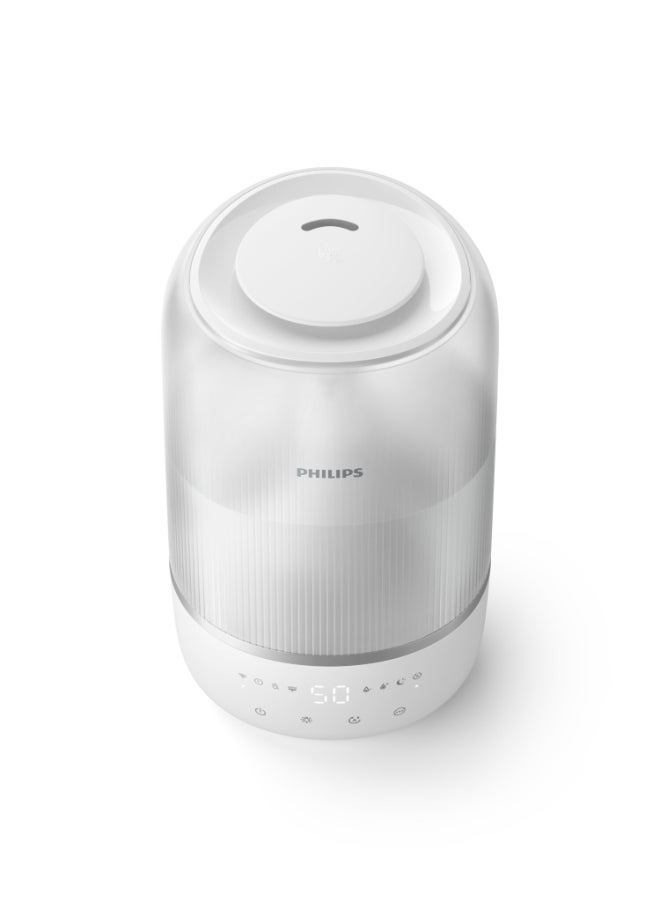 فيليبس مرطب هواء سلسلة 1000، للغرف حتى 38 م² مع 250 مل/ساعة، ضباب مرتفع - لتوزيع رطوبة أكثر توازنًا، خزان ماء سعة 3 لتر يوفر حتى 32 ساعة من الاستخدام المستمر، العلاج بالروائح، متصل بتطبيق Air+ - Image 2