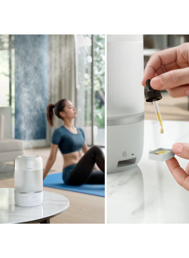 فيليبس مرطب هواء سلسلة 1000، للغرف حتى 38 م² مع 250 مل/ساعة، ضباب مرتفع - لتوزيع رطوبة أكثر توازنًا، خزان ماء سعة 3 لتر يوفر حتى 32 ساعة من الاستخدام المستمر، العلاج بالروائح، متصل بتطبيق Air+ - Image 3