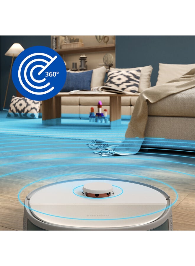 فيليبس روبوت مكنسة وممسحة هوم ران 5000 - حتى 200 دقيقة من وقت التشغيل، قوة شفط 10000 باسكال، مدعوم بتطبيق هوم ران، رادار LDS، كشمير - Image 2