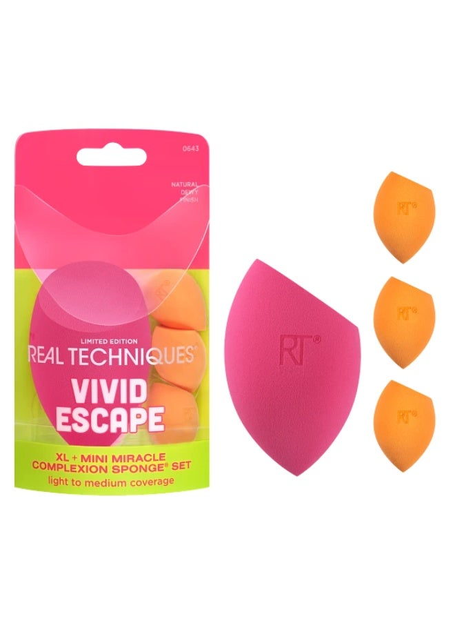 REAL TECHNIQUES Vivid Escape XL + Mini Miracle Complexion Sponge Kit, 4 Piece Set - Image 2