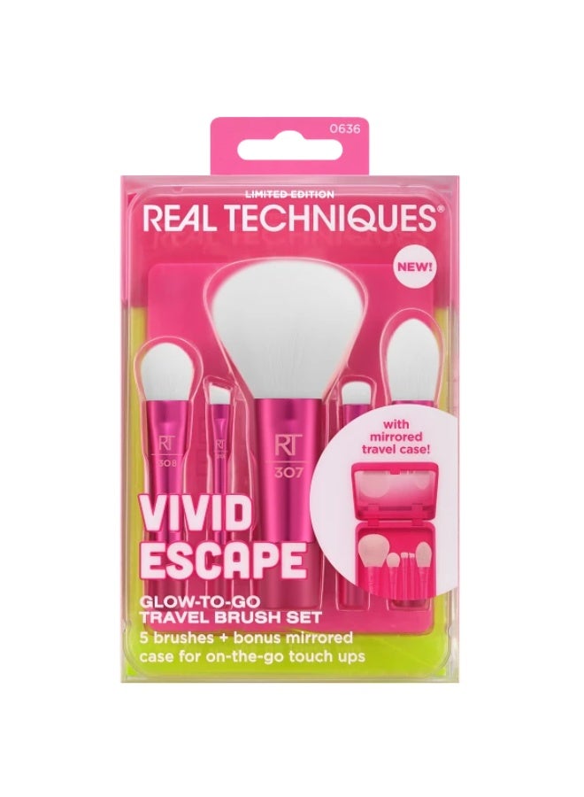 REAL TECHNIQUES Vivid Escape Glow-To-Go Travel Brush Kit, 6 Piece Set - Image 1