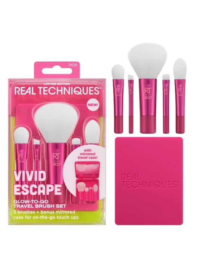 REAL TECHNIQUES Vivid Escape Glow-To-Go Travel Brush Kit, 6 Piece Set - Image 2