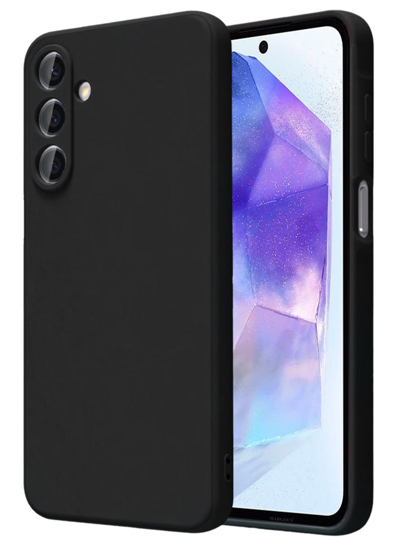 مارجون Liquid Silicone Case for Samsung Galaxy A35 Protective Phone Case with Soft Anti-Scratch Microfiber Lining Utra Slim Drop Protection Phone Cover Black-1 - Image 1