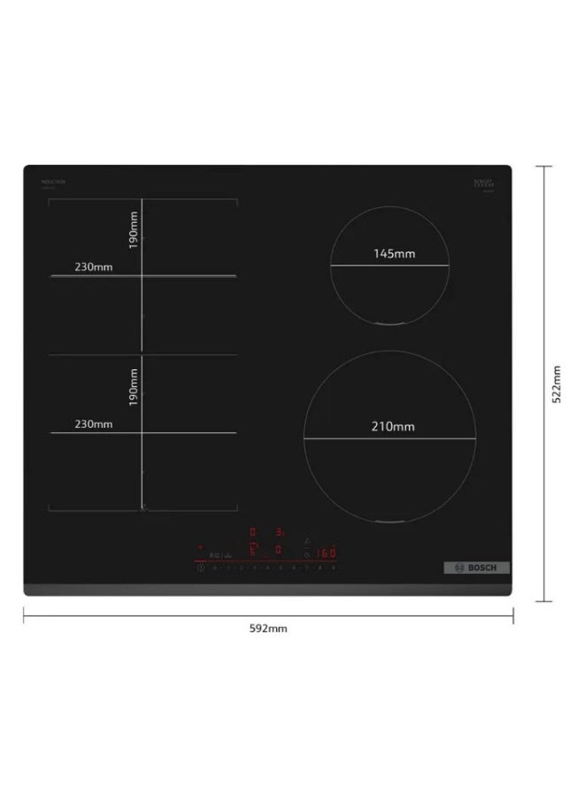 BOSCH 60cm Built-In Induction Hob, 4 Flexible Cooking Zones, TouchSelect Controls, PowerBoost – Effortless Smart Cooking PIX631HC1E black - Image 2
