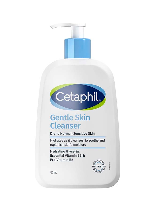 Cetaphil Cleanser , Gentle Skin Cleanser . For Normal to Dry Sensitive Skin , Face And Body Wash , For Men And Women ,With Niacinamide And Glycerin, Unscented, Soap Free And Non Foaming, For Men And Women Clear 473ml - Image 1