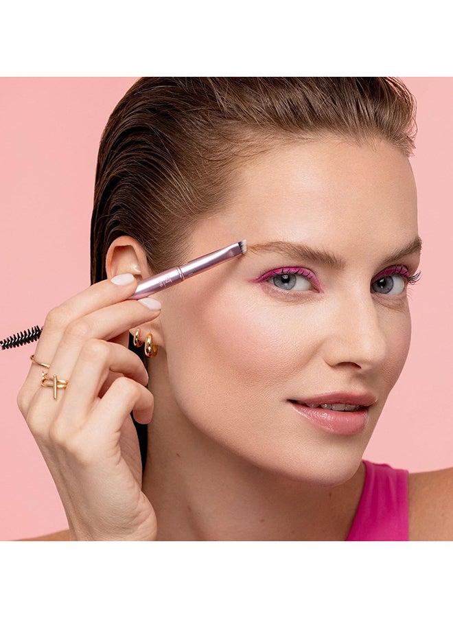 Real Techniques Double Time Brush + Lash 4 Piece Set, Dual-Ended Eye Makeup Brushes For Eyeshadow & Brows, Travel-Friendly Brush Caps For Storage, Eyelash Curler Included, Cruelty-Free pink - Image 5