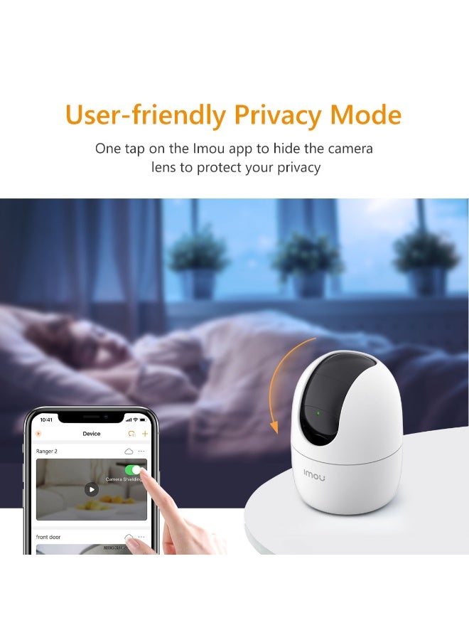 ايمو 360 Degree Security Camera (White)，Up to 256GB SD Card Support，WiFi & Ethernet Connection，1080P Full HD，Privacy Mode，Alexa Google Assistant，Human Detection，2-Way Audio，Night Vision Ranger2 2packs - Image 4