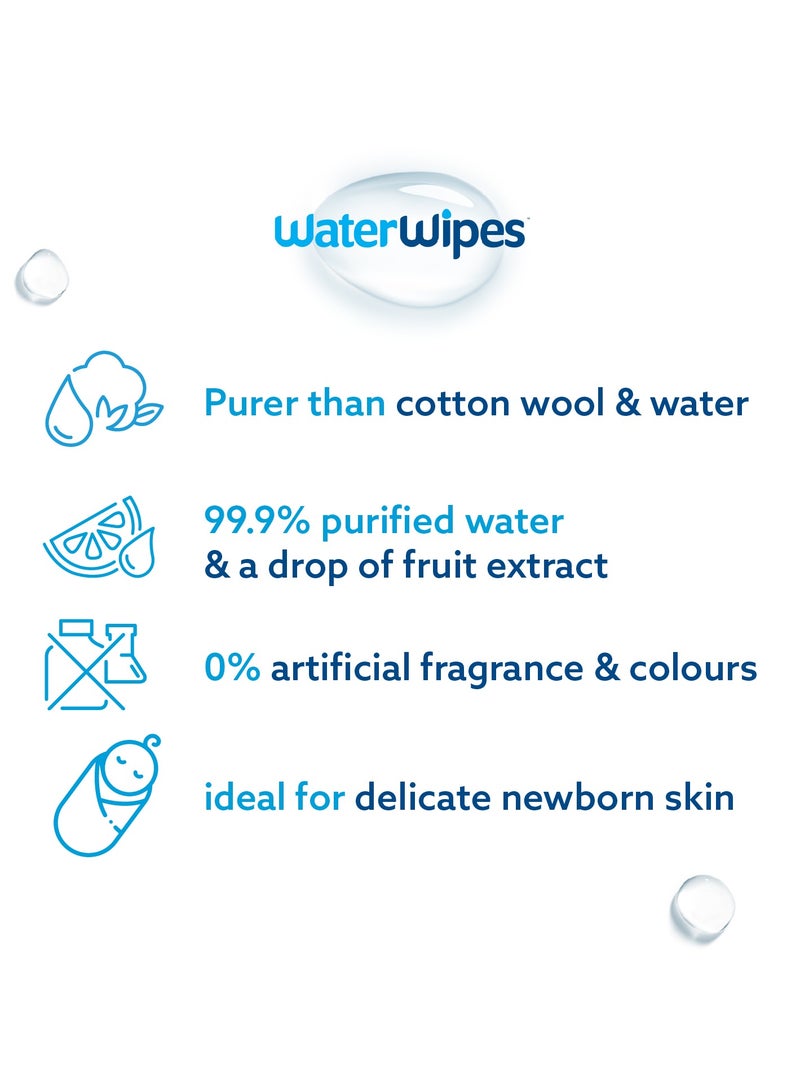 ووتر وايبس Original Plastic Free Baby Wipes, 99.9% Water Based Wet Wipes & Unscented for Sensitive Skin - Image 4