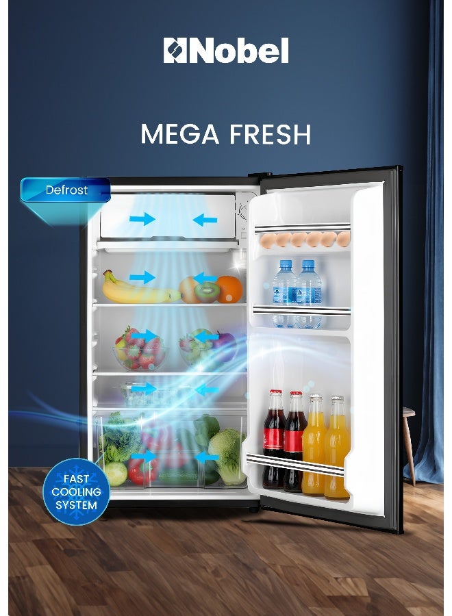 نوبل Nobel 135L Gross / 90L Net Single Door Refrigerator, Defrost, R600a Refrigerant, Mechanical Temperature Control, LED Light, Inside Condenser, Recessed Handle, Vegetable Crisper, Ice-Cube Tray (1 Year Warranty) 380 W NR135E grey - Image 3