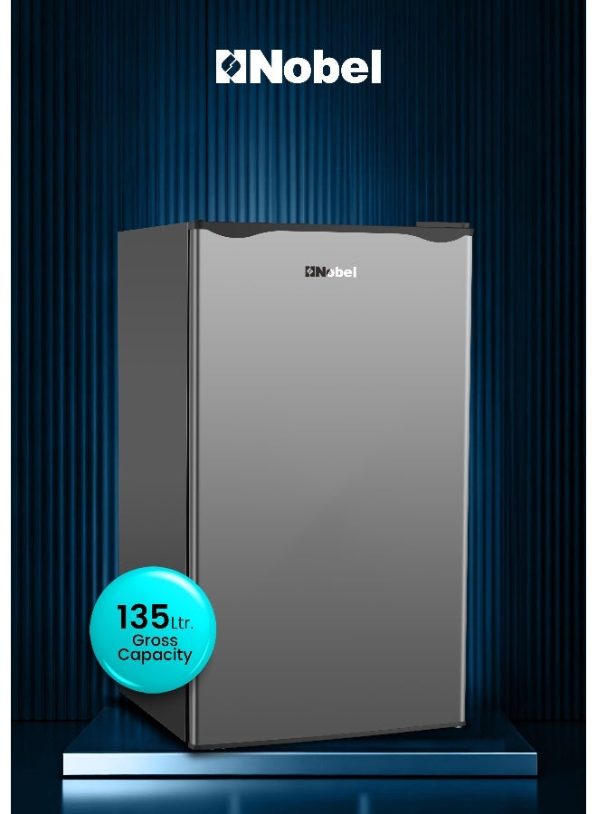 نوبل Nobel 135L Gross / 90L Net Single Door Refrigerator, Defrost, R600a Refrigerant, Mechanical Temperature Control, LED Light, Inside Condenser, Recessed Handle, Vegetable Crisper, Ice-Cube Tray (1 Year Warranty) 380 W NR135E grey - Image 1