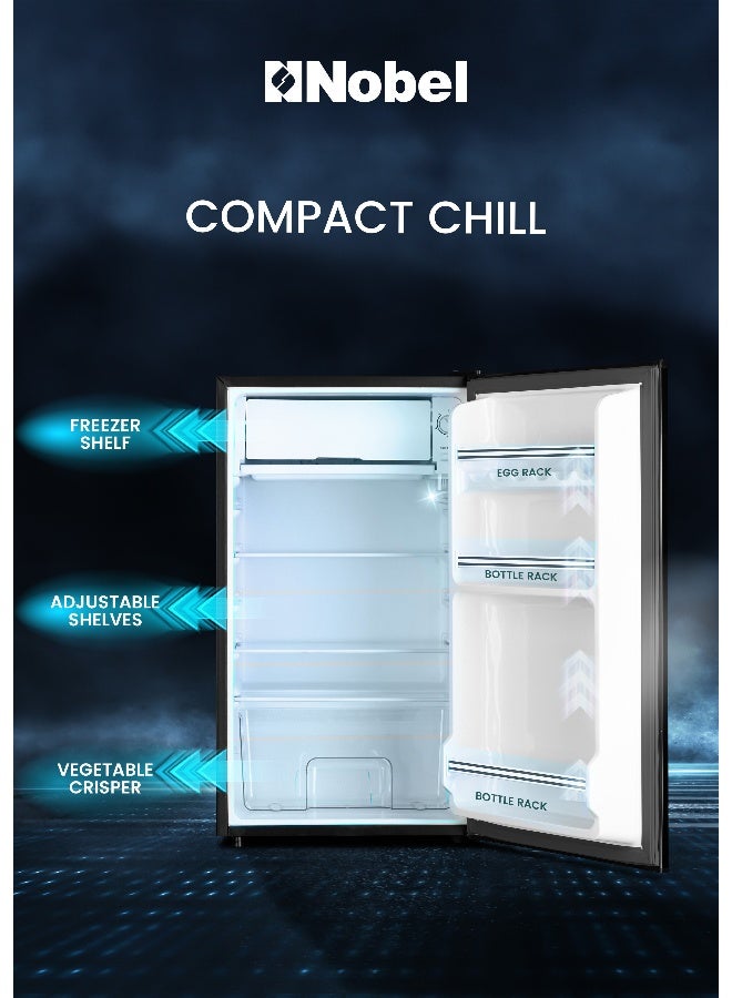 نوبل Nobel 135L Gross / 90L Net Single Door Refrigerator, Defrost, R600a Refrigerant, Mechanical Temperature Control, LED Light, Inside Condenser, Recessed Handle, Vegetable Crisper, Ice-Cube Tray (1 Year Warranty) 380 W NR135E grey - Image 2