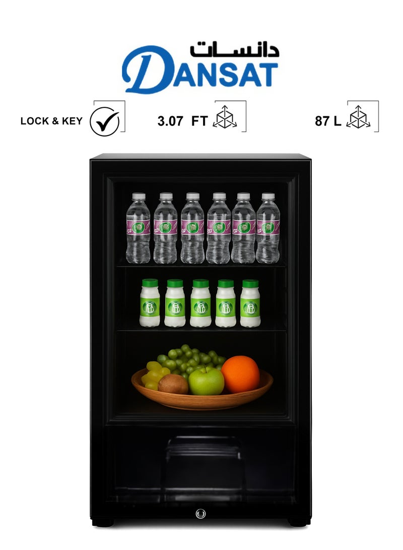 دانسات ثلاجة عرض مع فريزر - 3.07 قدم - 87 لتر - ضوء داخلي - أسود - DAN180SC - Image 1