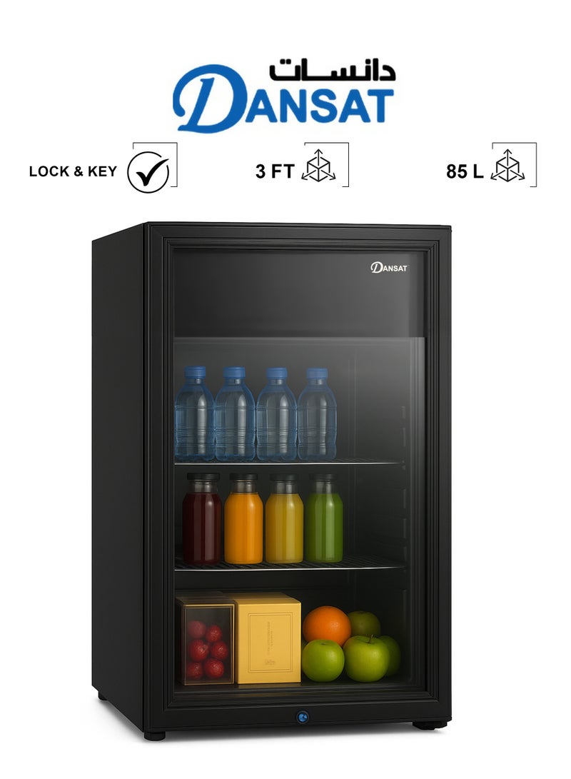 دانسات ثلاجة عرض - 3 أقدام - 85 لتر - ضوء داخلي - أسود - DAN230SC - Image 1