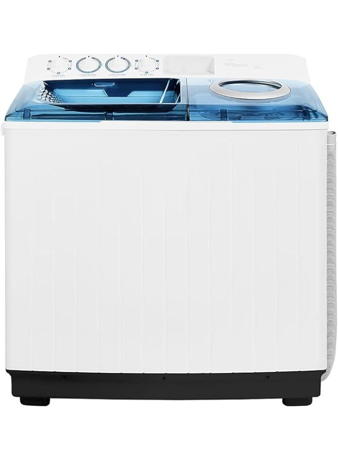 Super General 12 kg Twin-tub Semi-Automatic Washing Machine, efficient Top-Load Washer with Lint Filter, Spin-Dry SGW125 White Blue - Image 1