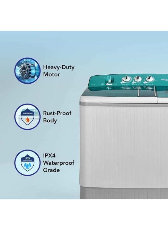 Super General 18 Kg Twin Tub Semi Automatic Washing Machine , Lint Filter, Spin Dry, Rust-Proof, Heavy-Duty Motor SGW1800 Light Grey Green - Image 2