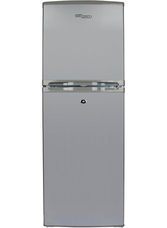 Super General SGR-198HSE Compact Design Refrigerator-Freezer, 190 Liters Gross Capacity, 138 Liters Net Capacity, Defrost, Adjustable Wired Shelves-Silver SGR198HSE silver - Image 1