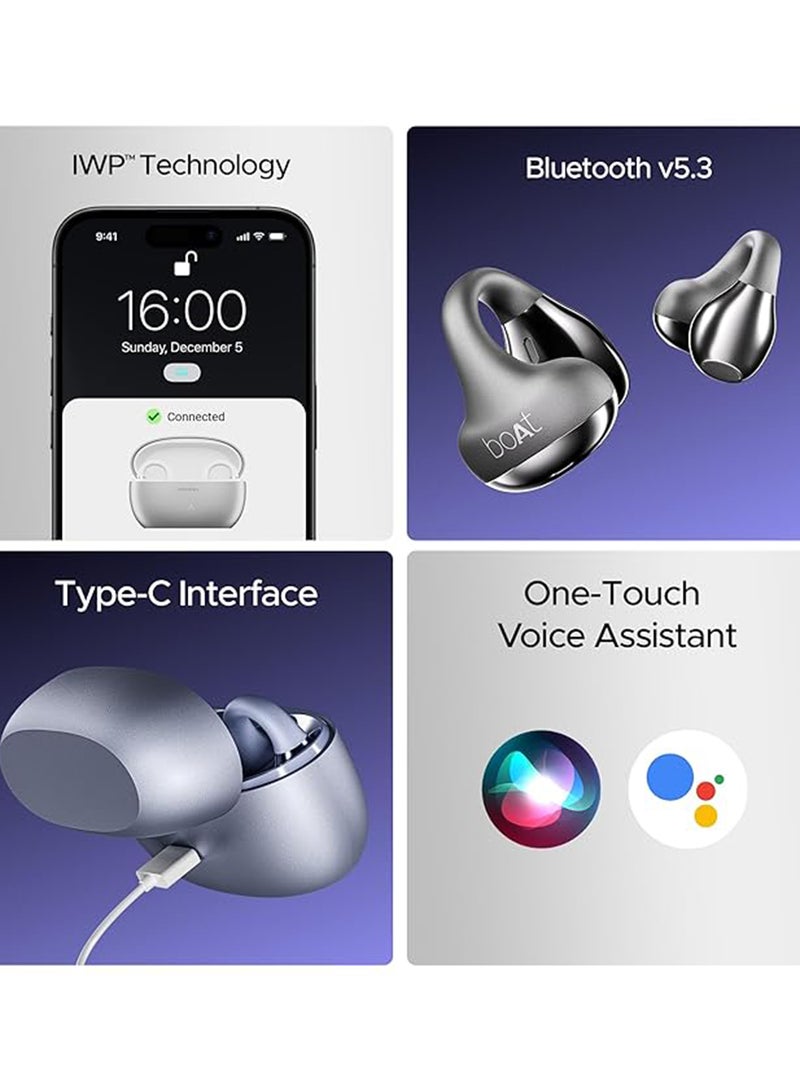 بوات سماعات أيردوبيس لووب OWS مع تصميم قابل للتعليق، تقنية نقل الهواء، بطارية لمدة 50 ساعة، 4 ميكروفونات ENx، وضعين EQ مزدوجين، محركات 12 مم، زمن استجابة 40 مللي ثانية، شحن ASAP، سماعات أيردوبيس OWS في الأذن سماعات بلوتوث - - Image 5