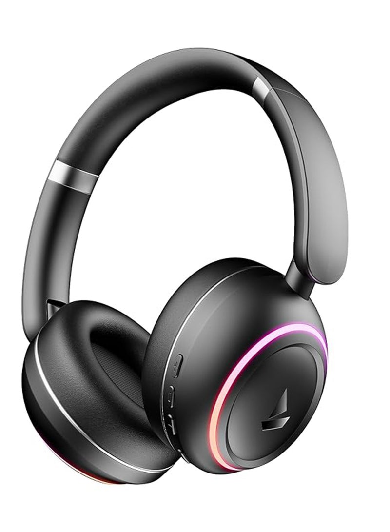 boAt Rockerz 480 W/RGB LEDs, 6 Light Modes, 40Mm Drivers, Beast Mode, 60 Hrs Playback, Enx Tech, BT V5.3, Adaptive Fit And Easy Access Controls, Bluetooth Over Ear Headphones - Black Sabre - Image 1