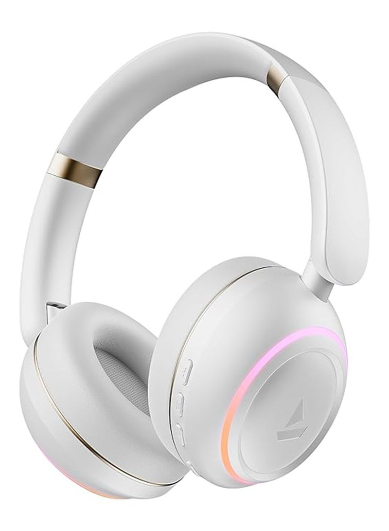 boAt Rockerz 480 W/RGB LEDs, 6 Light Modes, 40Mm Drivers, Beast Mode, 60 Hrs Playback, Enx Tech, BT V5.3, Adaptive Fit And Easy Access Controls, Bluetooth Over Ear Headphones - White Sabre - Image 1