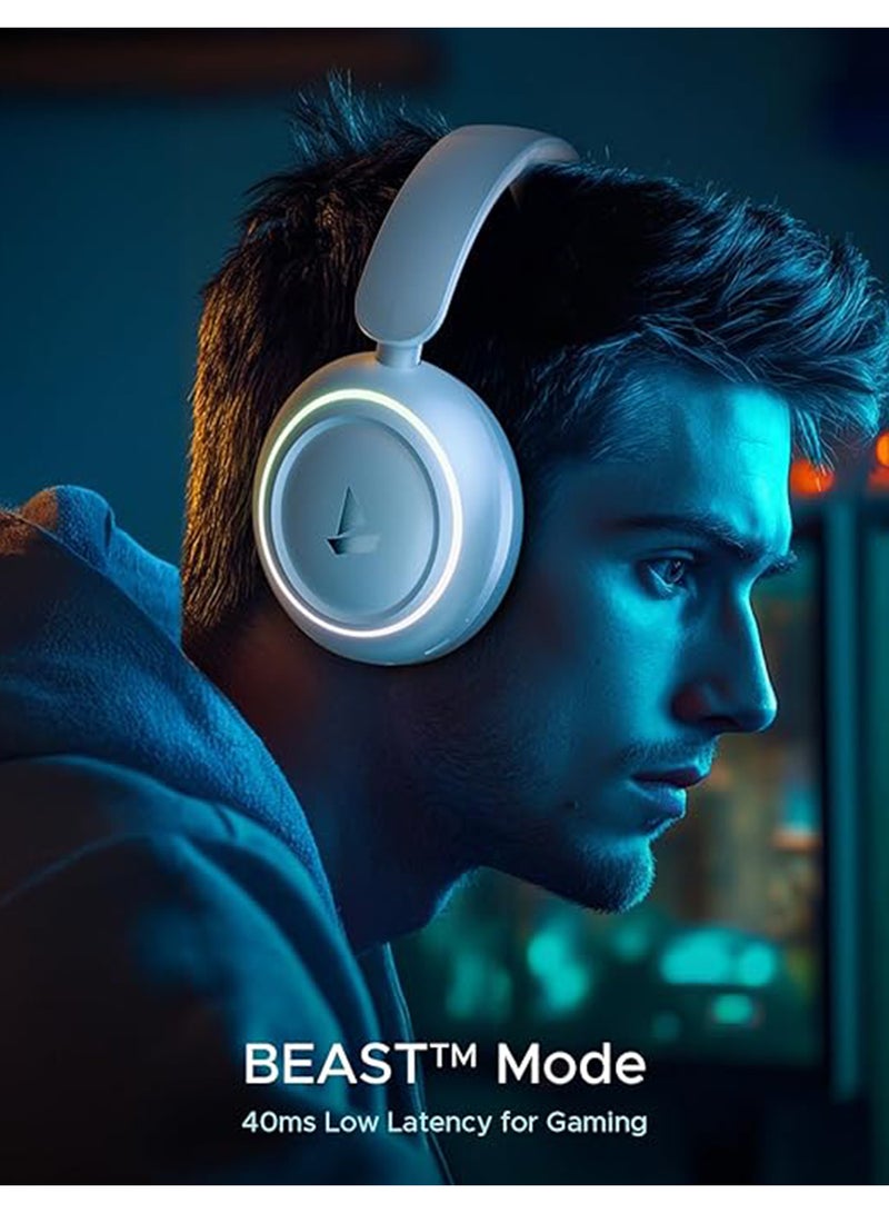 boAt Rockerz 480 W/RGB LEDs, 6 Light Modes, 40Mm Drivers, Beast Mode, 60 Hrs Playback, Enx Tech, BT V5.3, Adaptive Fit And Easy Access Controls, Bluetooth Over Ear Headphones - White Sabre - Image 3