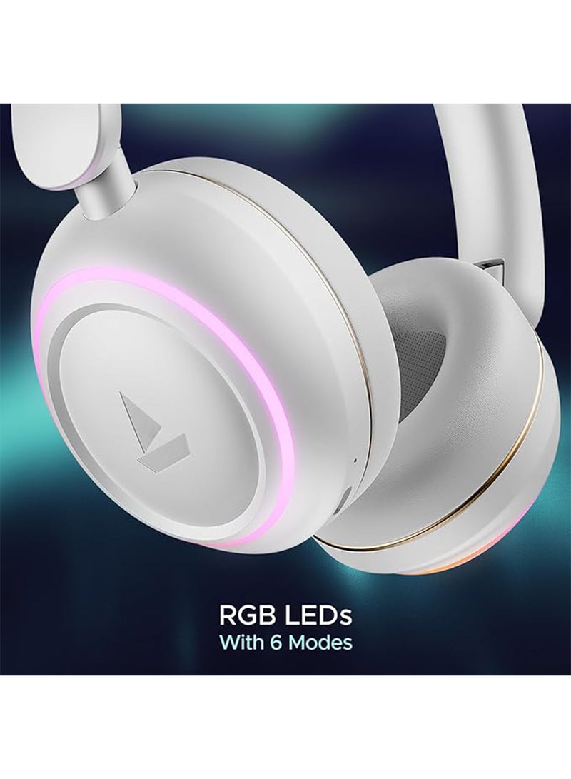 boAt Rockerz 480 W/RGB LEDs, 6 Light Modes, 40Mm Drivers, Beast Mode, 60 Hrs Playback, Enx Tech, BT V5.3, Adaptive Fit And Easy Access Controls, Bluetooth Over Ear Headphones - White Sabre - Image 5