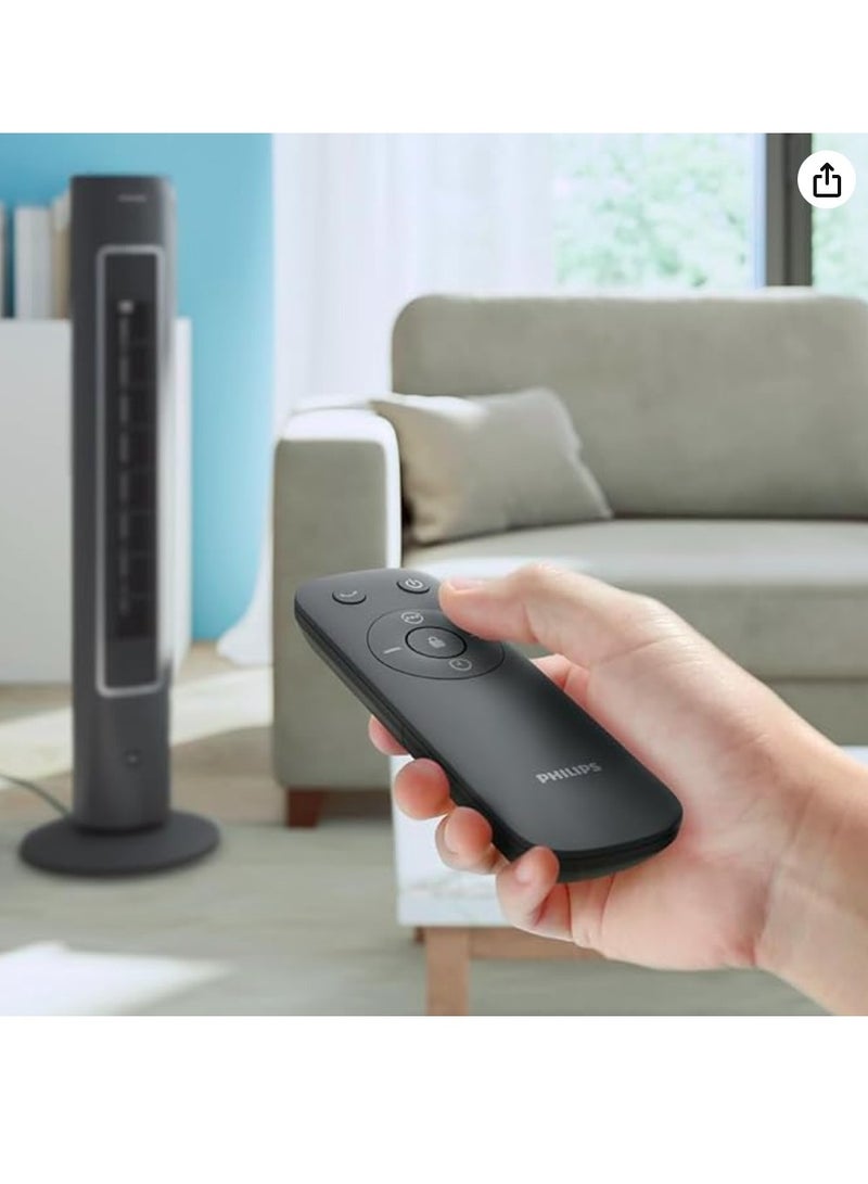 Philips Tower Fan 5000 Series 40W 3 Speeds Sleep Mode Armotherapy Diffuser Remote Controller Child Lock Slim Design Dark Grey  CX5535/11 CX5535/11 grey - Image 2