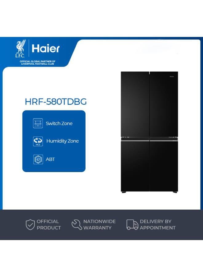 Haier Refrigerator 4 Doors 580 Liter Inverter Glass Black HRF-580 TDBG HRF-580TDBG black - Image 1