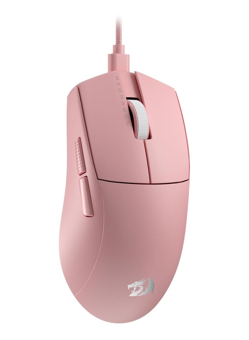 REDRAGON K1NG M724 Wired Gaming Mouse, 42G Ultra-Light 12,400 Max DPI Optical Gaming Mouse with 5 Programmable Buttons, Ergonomic Natural Grip Build, Software Supports DIY Keybinds & DPI, Pink for Laptop & PC Gamers - Image 1