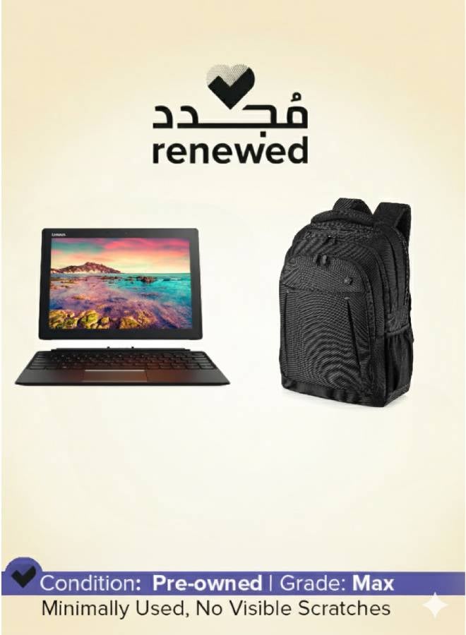 Lenovo RENEWED - LAPTAP LENOVO IdeaPad Miix 720 - CPU Intel® Core™ i5-7200U Processor - RAM 8 GB DDR4 - Hard 256 GB SSD M.2 NVMe - VGA Intel® HD Graphics 620 - 12'' INCH LED QHD TOUCHSCREEN - English/Arabic Black with free laptop backpack hp English/Arabic black - Image 1