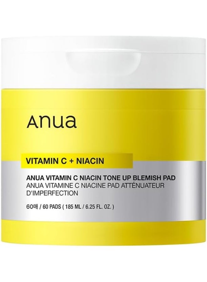 Anua Vitamin C Toning Up Blemish Pad – Brightening & Exfoliating Toner Pads with Niacinamide & Lemon Extract – Fights Dark Spots, Acne Scars, Uneven Tone – 60 Pads for Glowing Skin 185ml - Image 1