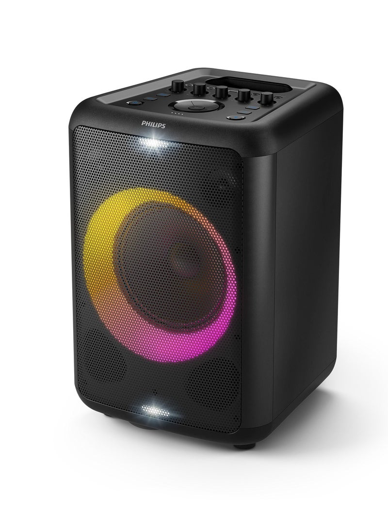 Philips TAX3206 Bluetooth Party Speaker – 80W Sound, LED Party Lights, Karaoke Mode, Guitar Input, USB & Bluetooth Playback, 14H Battery TAX3206 black - Image 1