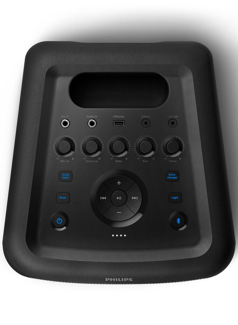 Philips TAX3206 Bluetooth Party Speaker – 80W Sound, LED Party Lights, Karaoke Mode, Guitar Input, USB & Bluetooth Playback, 14H Battery TAX3206 black - Image 3