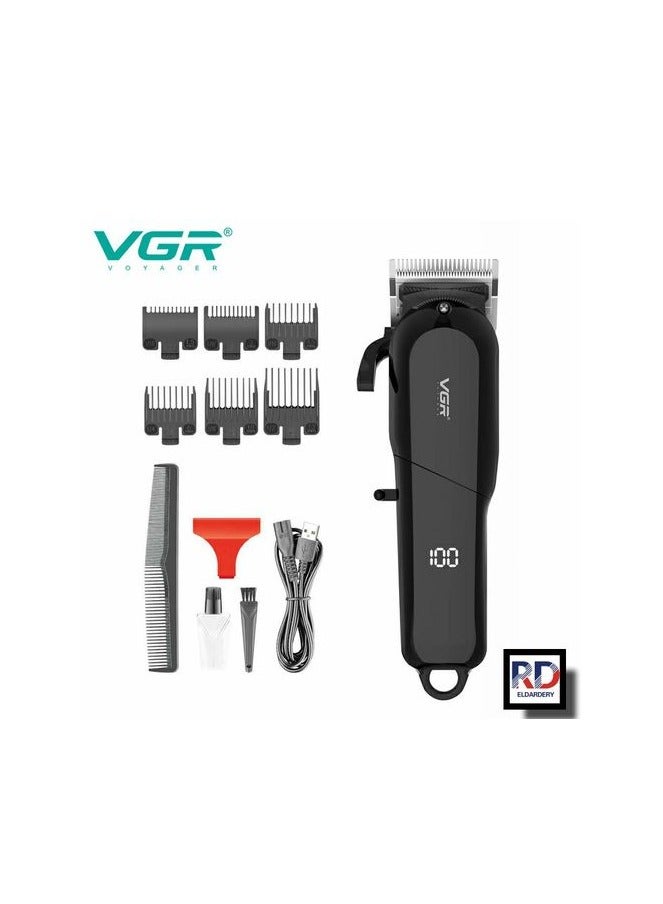 في جي آر مكينة حلاقة شعر رقمية قابلة لإعادة الشحن للرجال من VGR إصدار محدود، أسود - V-118 - Image 1