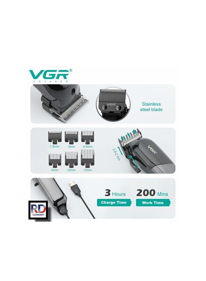 في جي آر مكينة حلاقة شعر رقمية قابلة لإعادة الشحن للرجال من VGR إصدار محدود، أسود - V-118 - Image 4