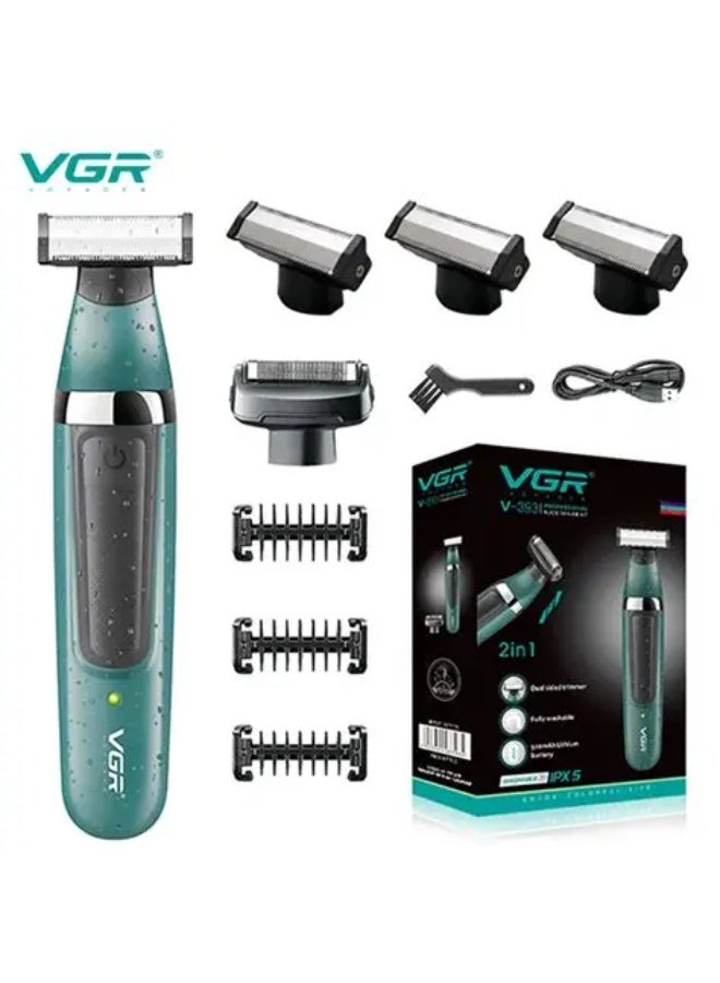 VGR Professional Rechargeable Waterproof Electric Shaver - V-393 green - Image 1