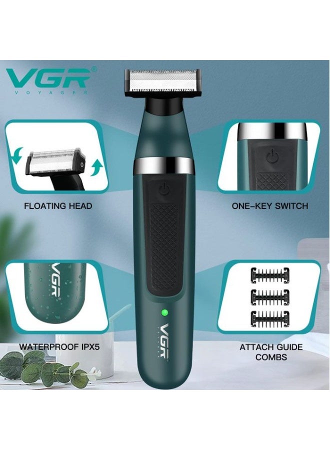 VGR Professional Rechargeable Waterproof Electric Shaver - V-393 green - Image 3