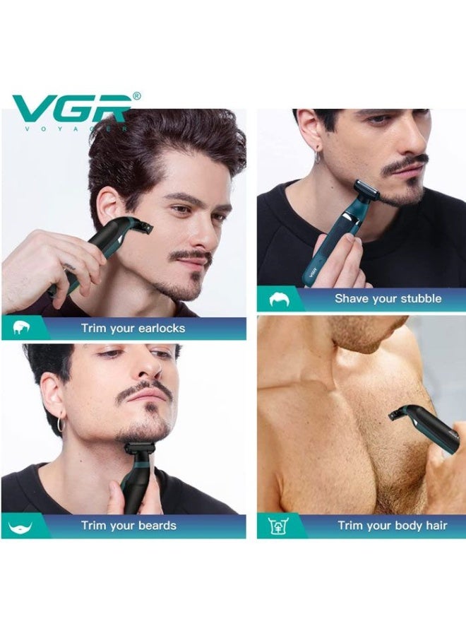 VGR Professional Rechargeable Waterproof Electric Shaver - V-393 green - Image 5