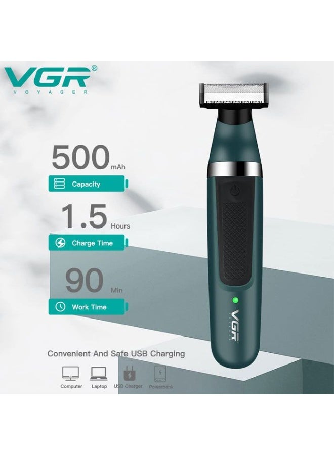 VGR Professional Rechargeable Waterproof Electric Shaver - V-393 green - Image 4